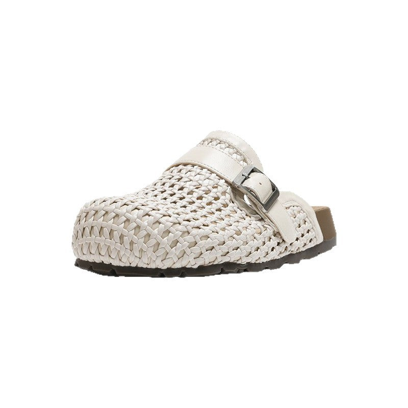 Damen Geflochtene Mule‑Pantoletten mit geschlossener Zehenkappe und verstellbarer Metallschnalle Shop Nory