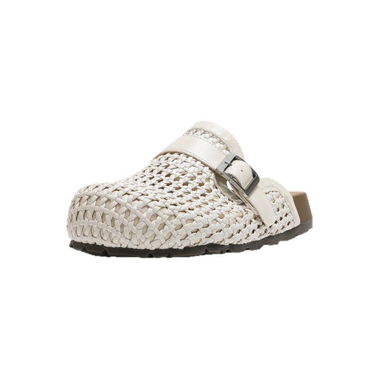 Damen Geflochtene Mule‑Pantoletten mit geschlossener Zehenkappe und verstellbarer Metallschnalle Shop Nory