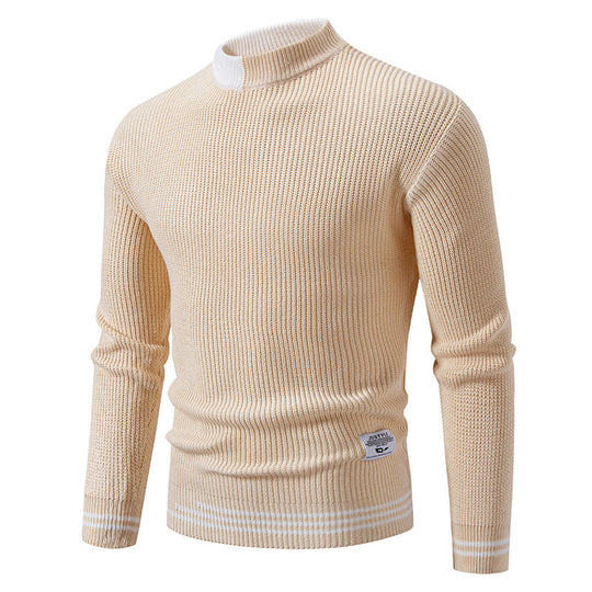 Herren gerippter Feinstrickpullover mit Stehkragen und kontrast-Blockdesign Shop Nory
