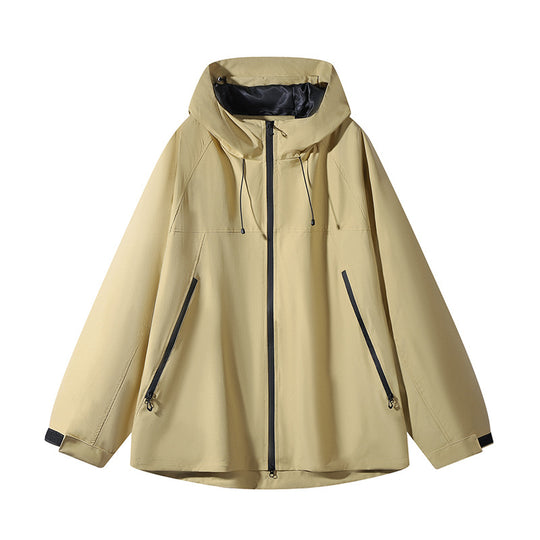 Unisex Wasserabweisende zweifarbige Softshell-Jacke mit Kapuze Shop Nory