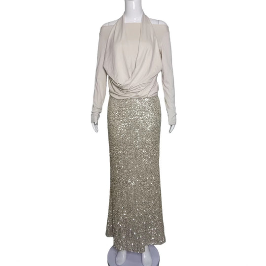 Damen Taillierter Pailletten‑Maxi‑Rock mit Stretchbund und Meerjungfrau‑Silhouette Shop Nory