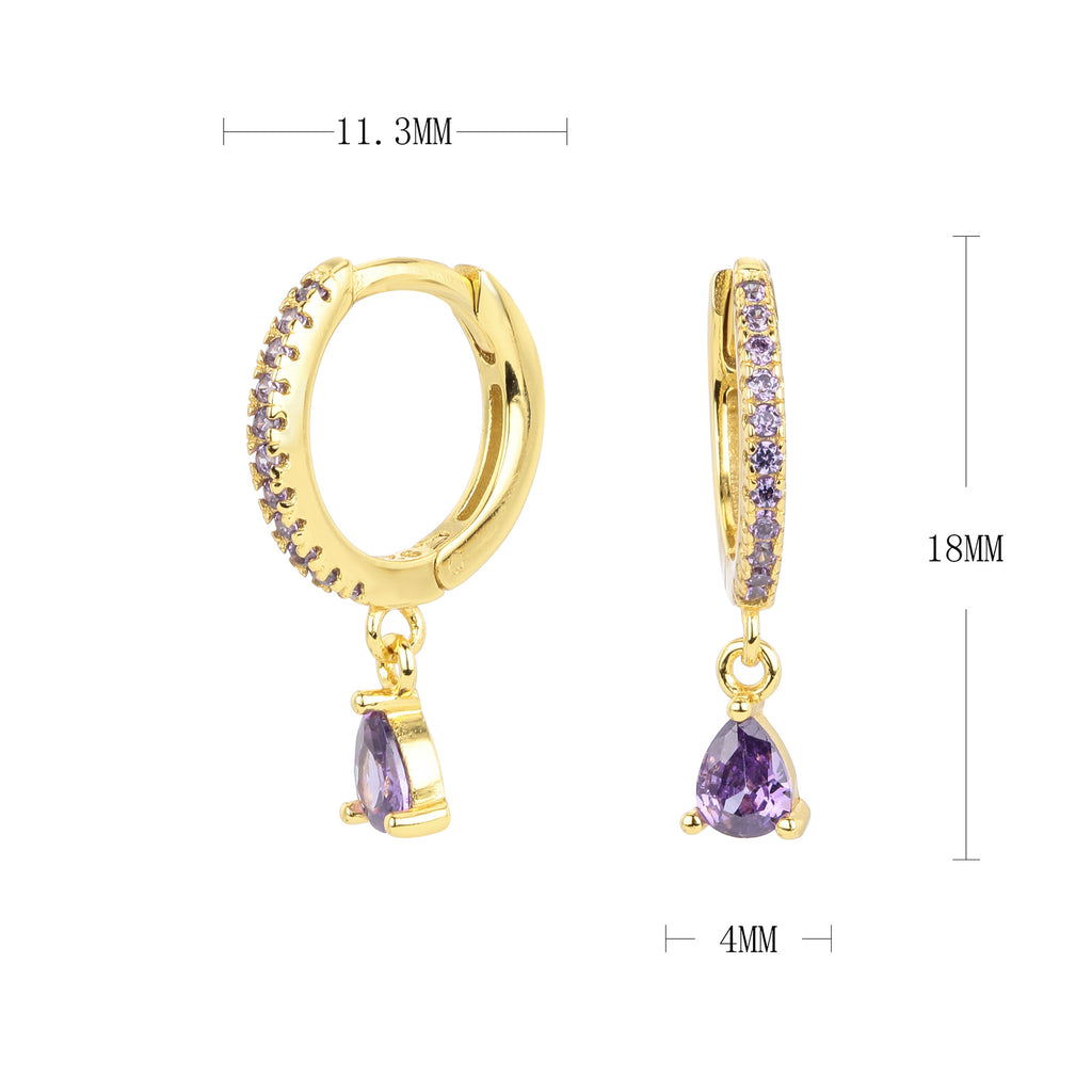 Damen Creolenohrringe mit funkelnden Aqua-Zirkon-Anhängern Shop Nory