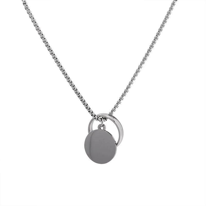 Damen Halskette mit minimalistischem Kreis- und Plattenanhänger Shop Nory