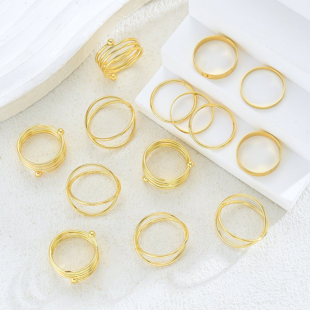 Damen Ring-Set mit abwechslungsreichen strukturierten Designs Shop Nory