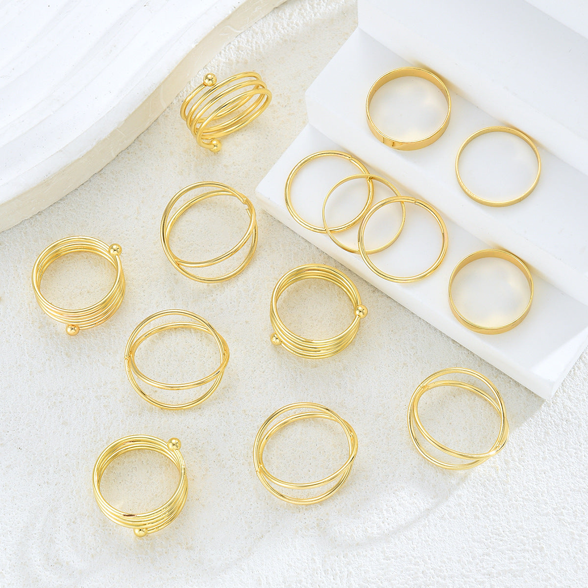 Damen Ring-Set mit abwechslungsreichen strukturierten Designs Shop Nory