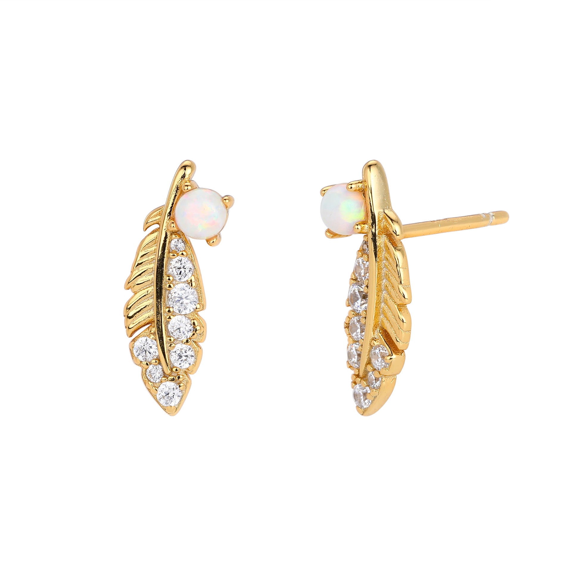 Damen Ohrstecker mit feinem Blattdesign und Zirkonbesatz Shop Nory