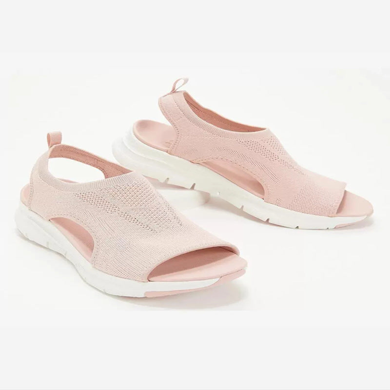 Damen Komfortable Sandaletten mit atmungsaktiver Strickoberfläche und ergonomischem Fußbett
