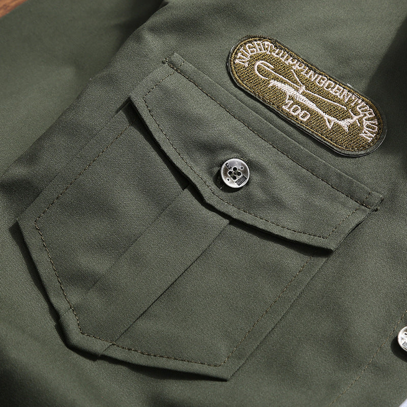 Herren Militärinspirierte Utility‑Hemdjacke mit Schulterklappen und Pattentaschen Shop Nory