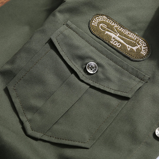 Herren Militärinspirierte Utility‑Hemdjacke mit Schulterklappen und Pattentaschen Shop Nory
