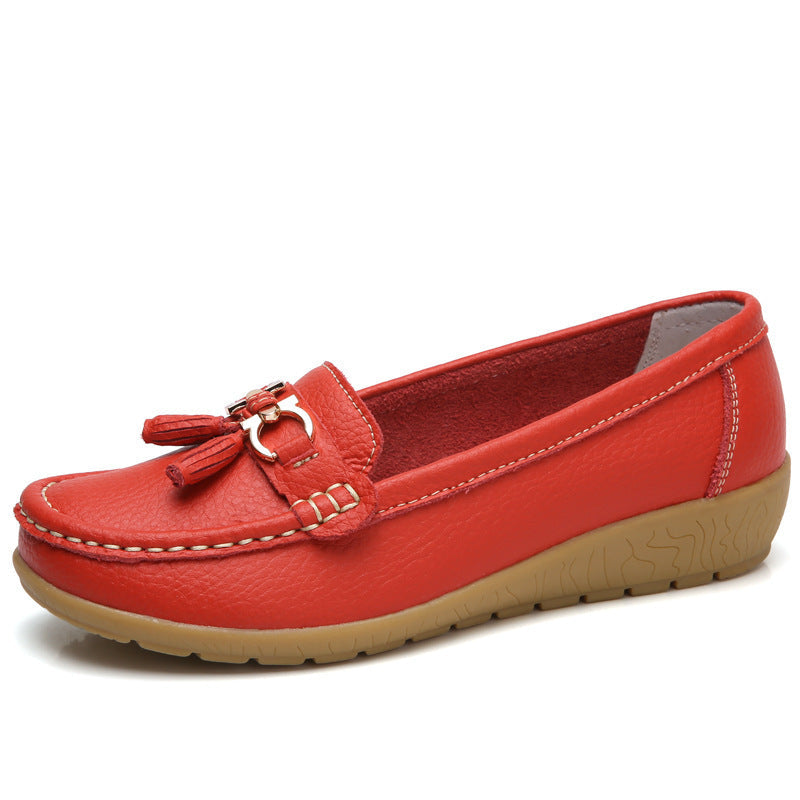 Damen Mokassins mit ornamentaler Schnalle und weicher Sohle
