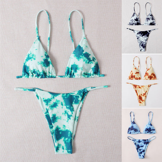 Damen Triangel-Bikini mit modischem Batikdesign
