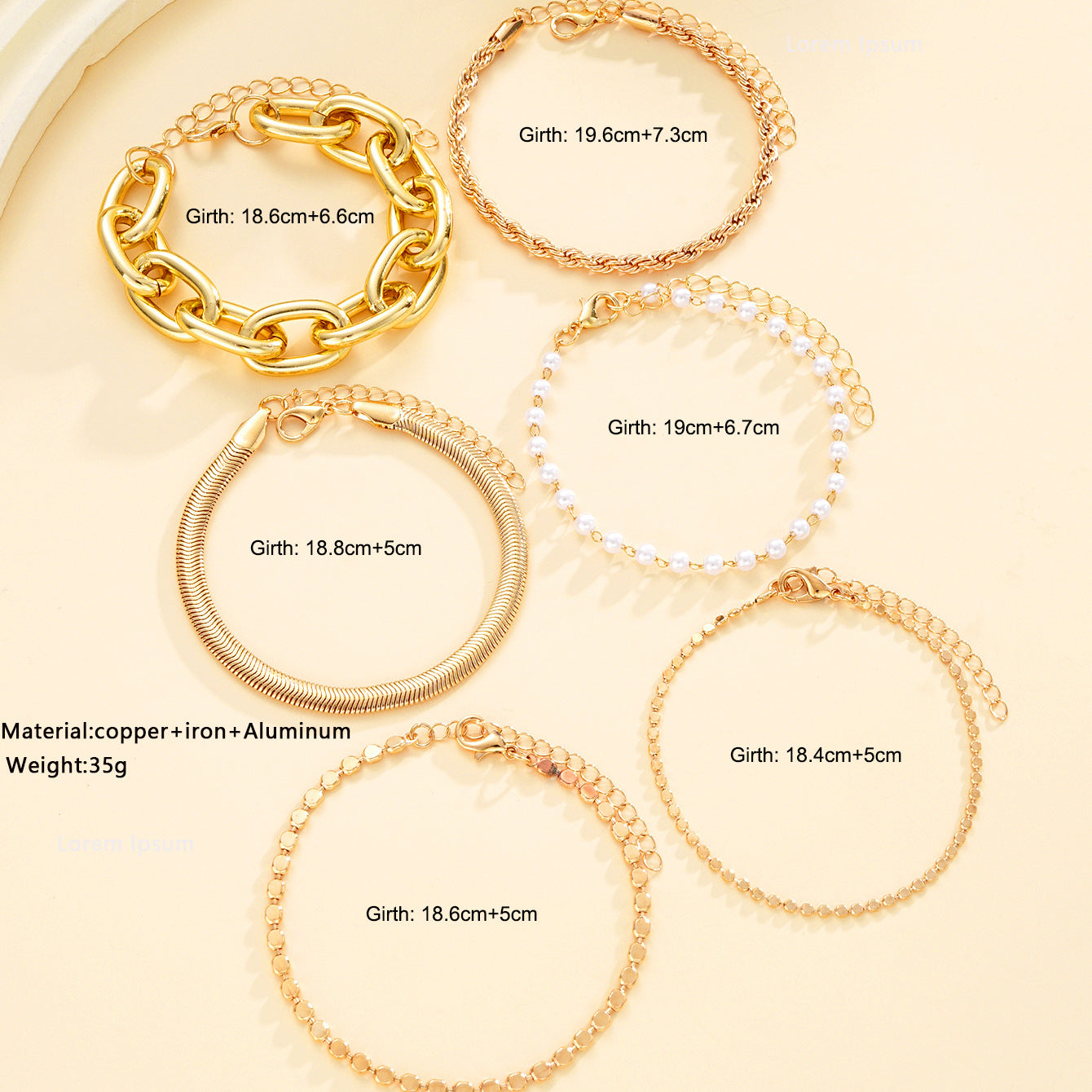 Damen Armband-Set mit vielfältigen Glieder- und Perlen-Designs Shop Nory