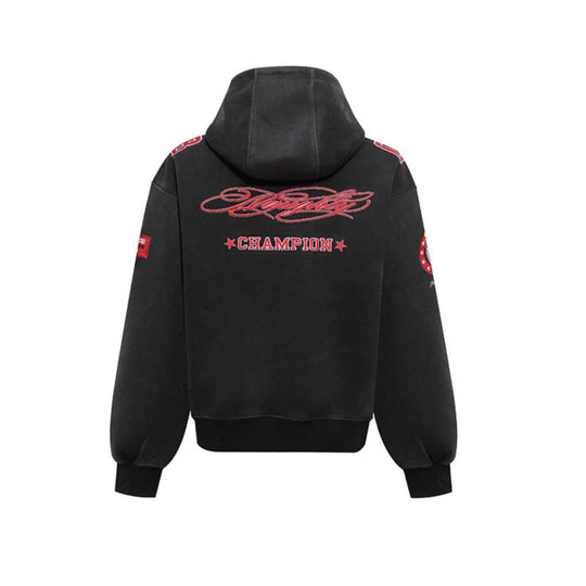 Damen Oversize Kapuzen-Sweatshirt mit großflächigem Zahlendruck und Sternapplikationen Shop Nory