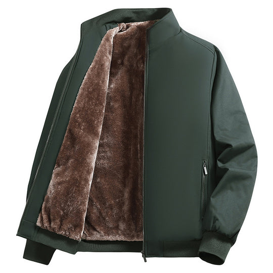 Herren Wattierte Bomberjacke mit Kunstfell-Innenfutter, Stehkragen und Reißverschluss Shop Nory