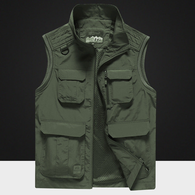 Herren Multifunktionale Outdoor-Utility‑Weste mit Mesh‑Innenfutter und Mehrfachtaschen Shop Nory