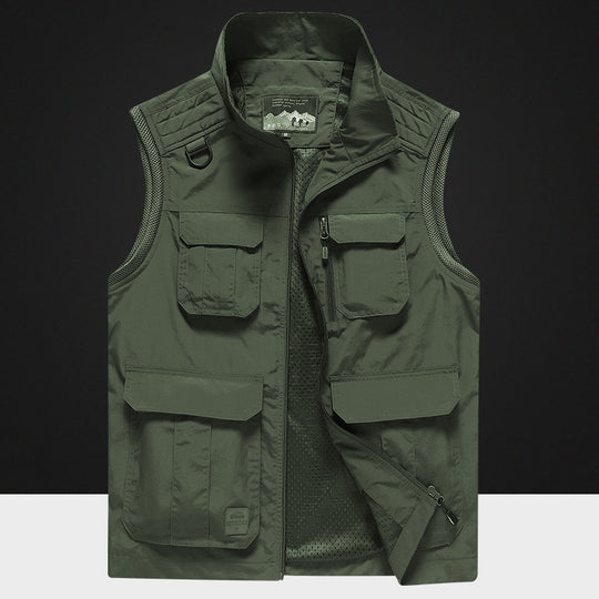 Herren Multifunktionale Outdoor-Utility‑Weste mit Mesh‑Innenfutter und Mehrfachtaschen Shop Nory