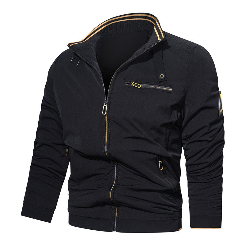 Herren Sportlich-urbaner Collegeblouson mit Stehkragen Reißverschlussfront und UtilityDetails Shop Nory