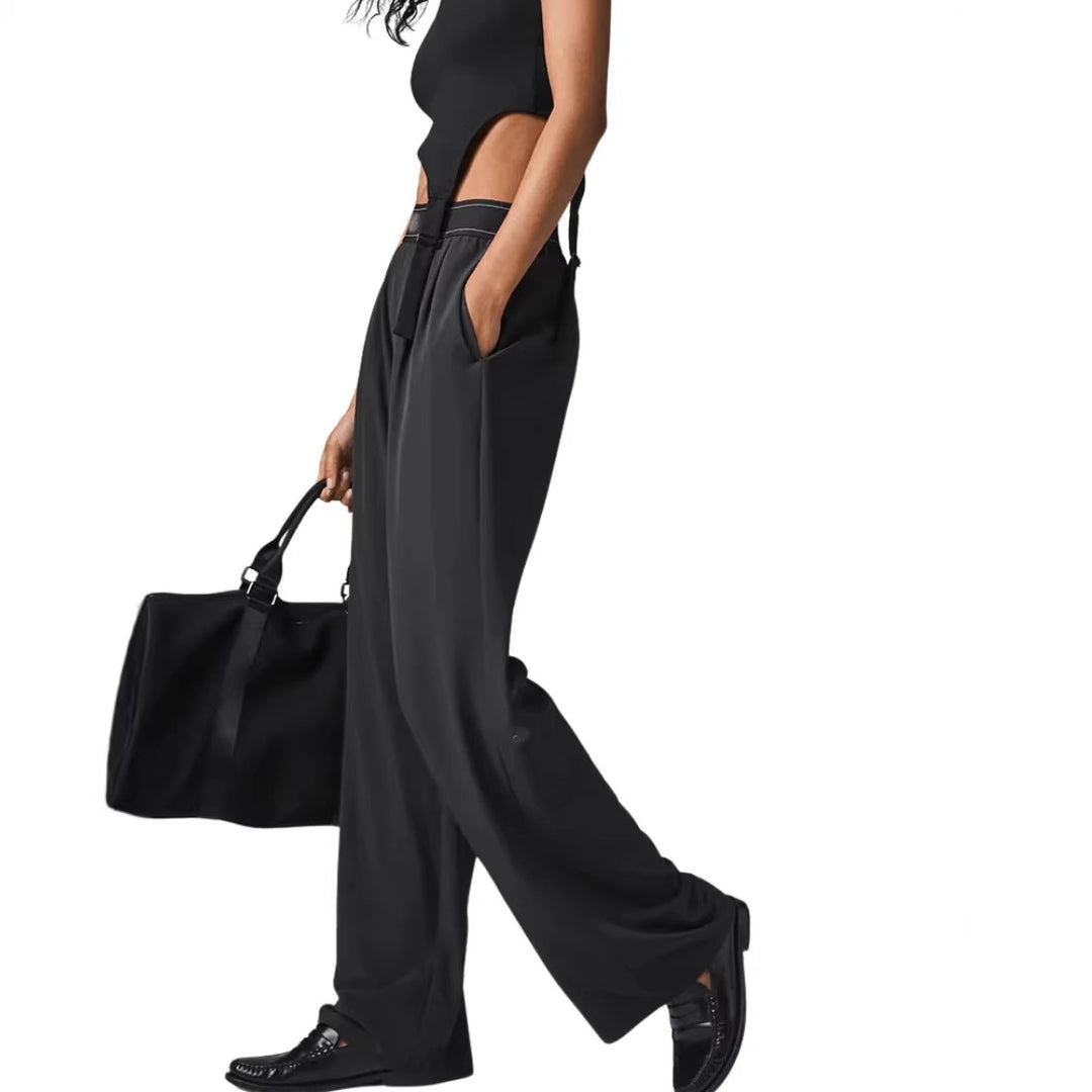 Damen Elegante Hochtaillierte Palazzo-Hosen