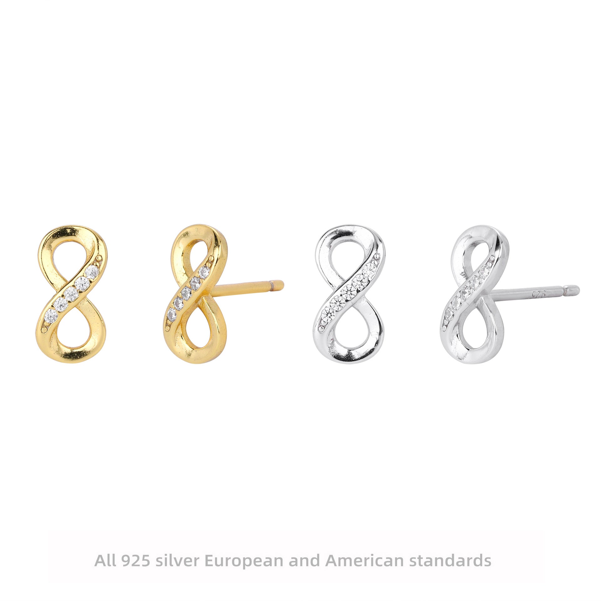 Damen Ohrstecker im unendlichen Design mit funkelnden Zirkonia Shop Nory