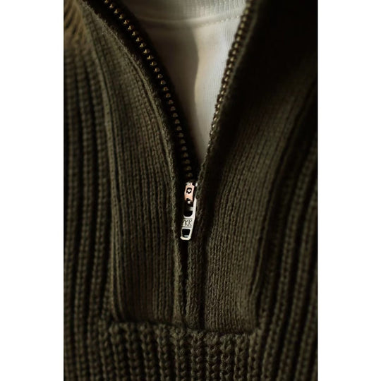 Herren Grobgerippter Halbzip-Strickpullover mit Stehkragen Shop Nory