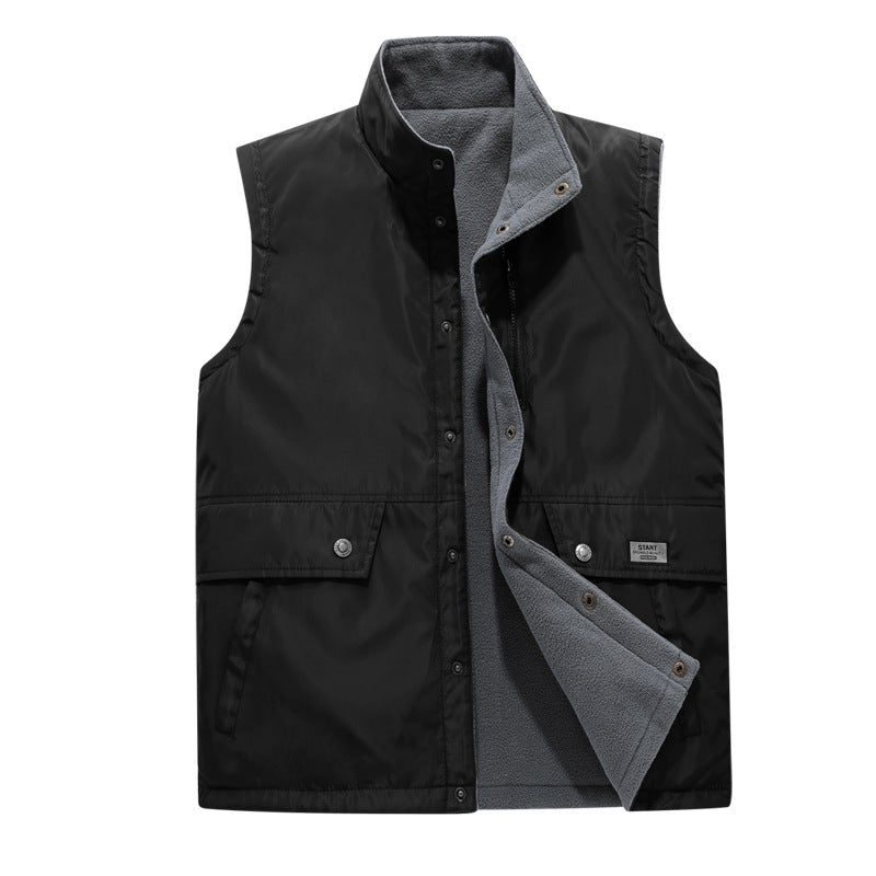Herren Gefütterte Utility-Weste mit Fleece-Innenlage, Druckknopf‑ und Reißverschluss Shop Nory
