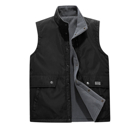 Herren Gefütterte Utility-Weste mit Fleece-Innenlage, Druckknopf‑ und Reißverschluss Shop Nory