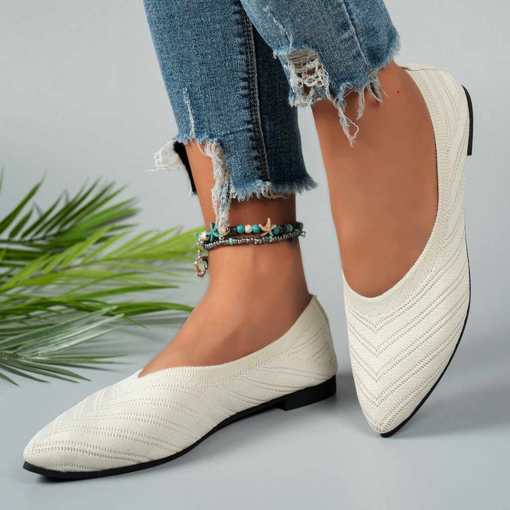 Damen Ballerinas aus atmungsaktivem Strickmaterial mit elegantem Schnitt