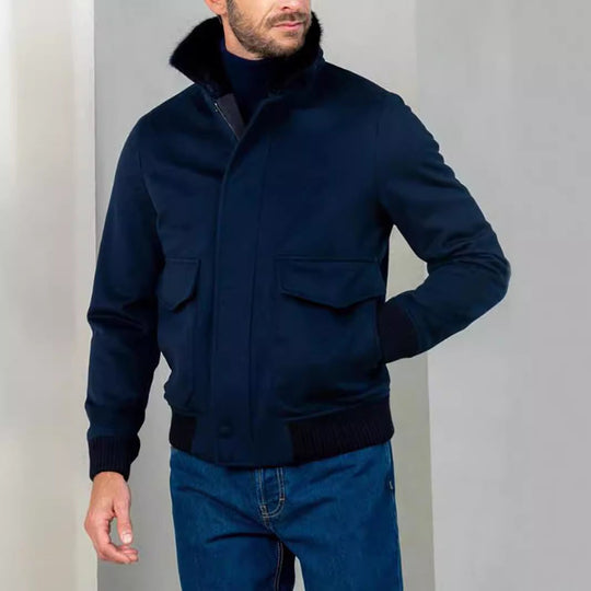 Herren modische Bomberjacke mit warmem Kragen