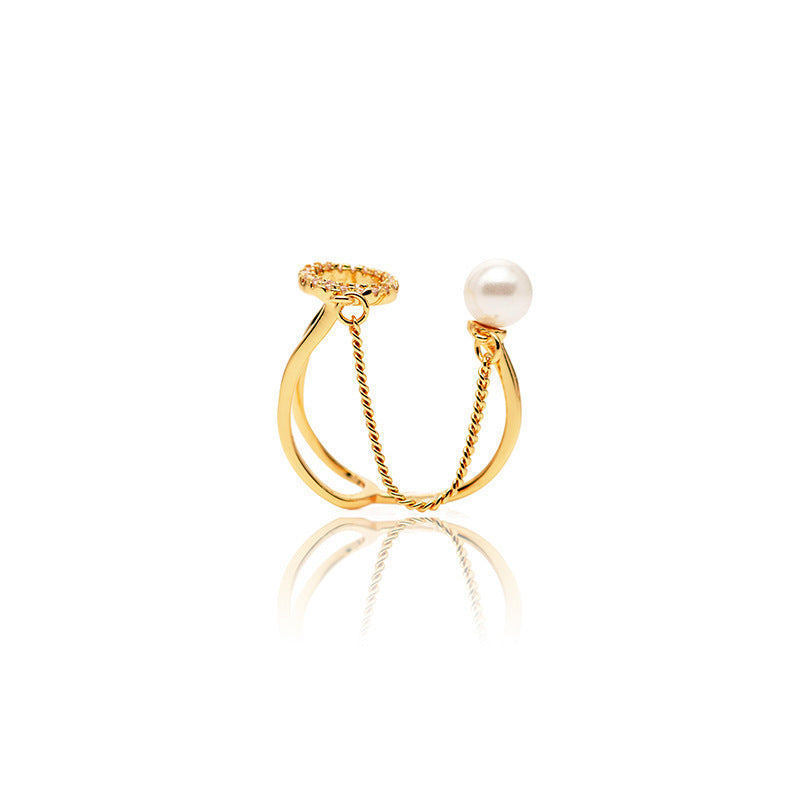 Damen Offener Ring mit elegantem Perlenanhänger Shop Nory