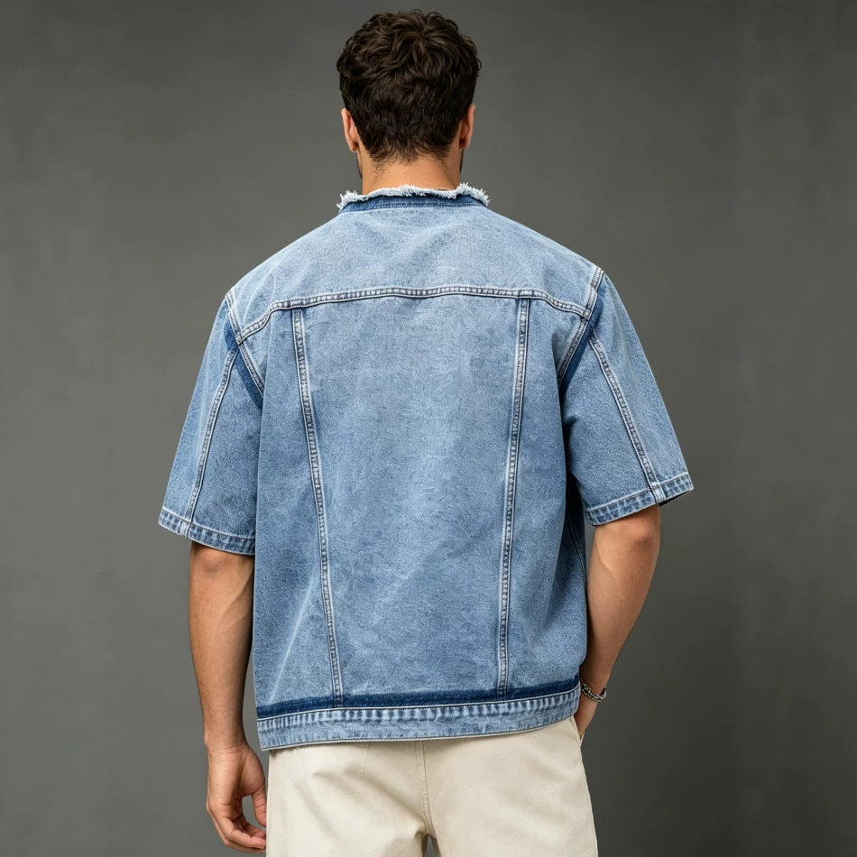 Herren Modische Denimjacke mit Kurzarm