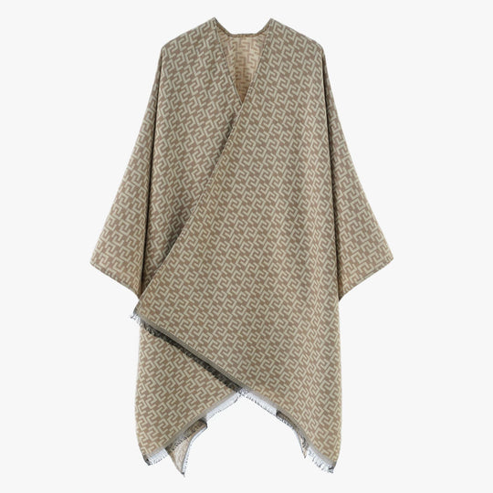 Damen Offener Jacquard‑Poncho im Kimono‑Schnitt mit geometrischem Allovermuster Shop Nory