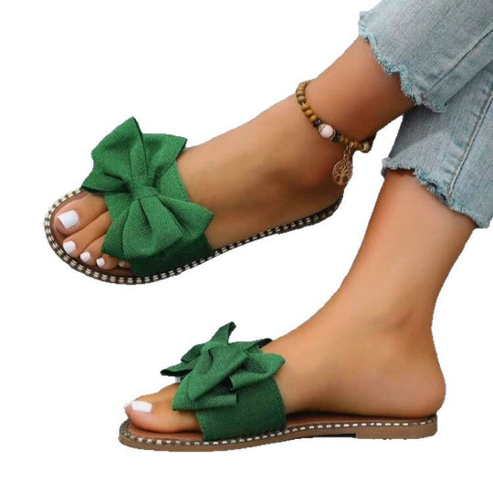 Damen Flip-Flops mit dekorativem Schleifen-Design und rutschfester Sohle