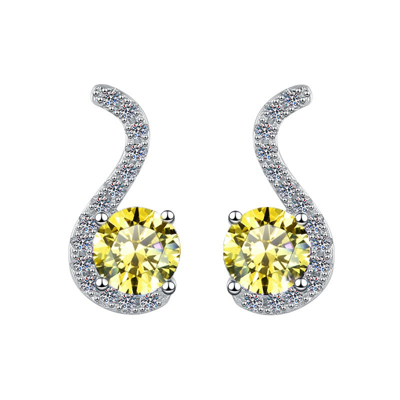 Damen Ohrringe mit funkelnden Zirkonia und elegantem Schwung Shop Nory