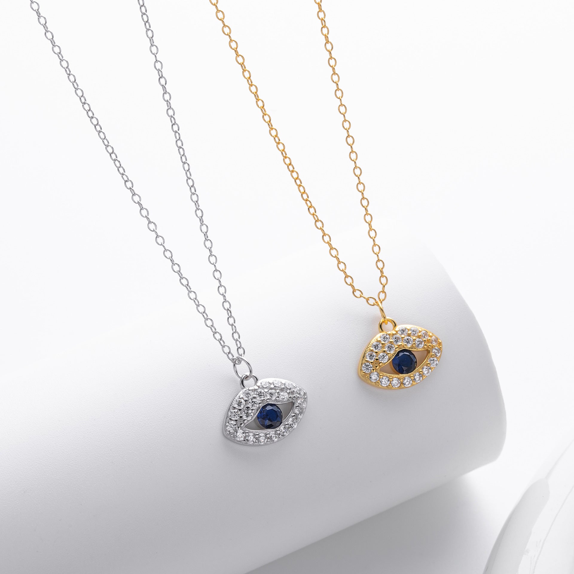 Damen Halskette mit schützendem Augenmotiv aus 925 Sterling Silber und funkeln Zirkonia Shop Nory