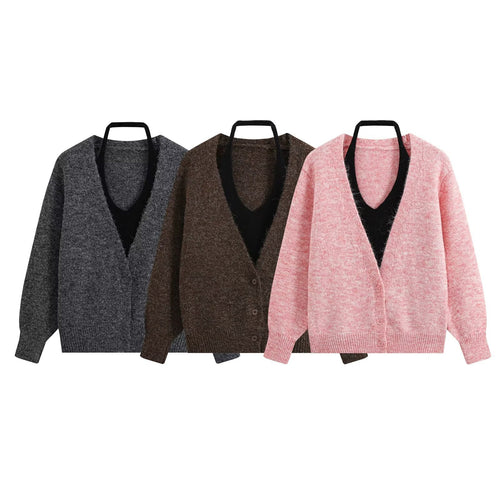 Damen Oversize Strickcardigan mit tiefem V Ausschnitt und Rippbund Shop Nory