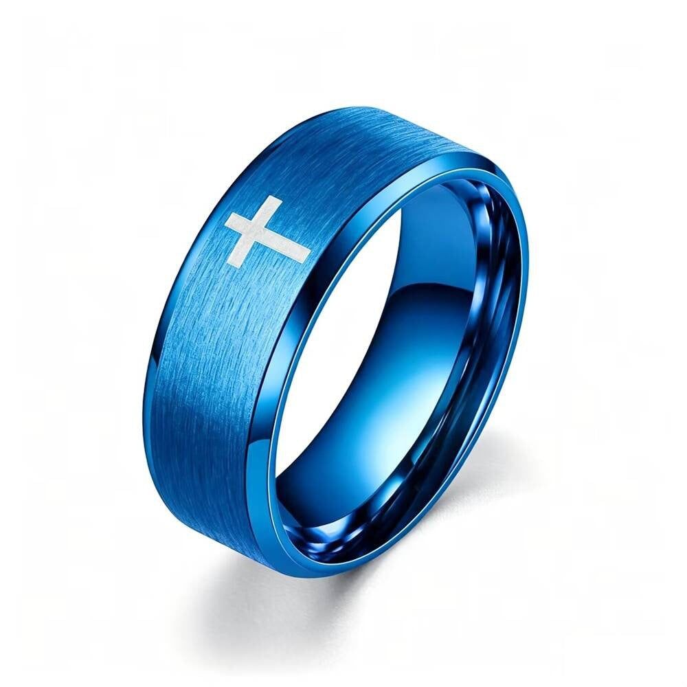 Herren Ring mit mattierter Oberfläche und kunstvollem Kreuzmotiv Shop Nory