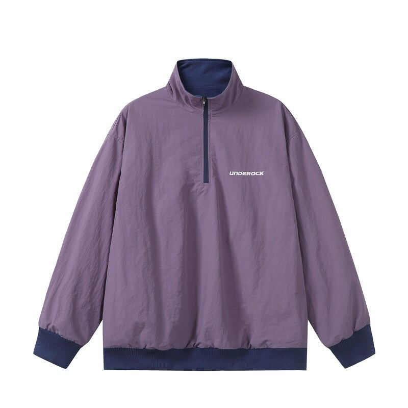 Unisex Oversize Windbreaker-Pullover mit halbem Reißverschluss und geripptem Saum Shop Nory