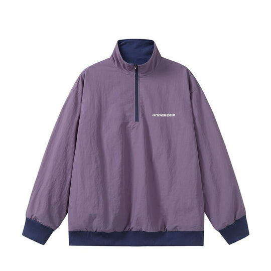 Unisex Oversize Windbreaker-Pullover mit halbem Reißverschluss und geripptem Saum Shop Nory