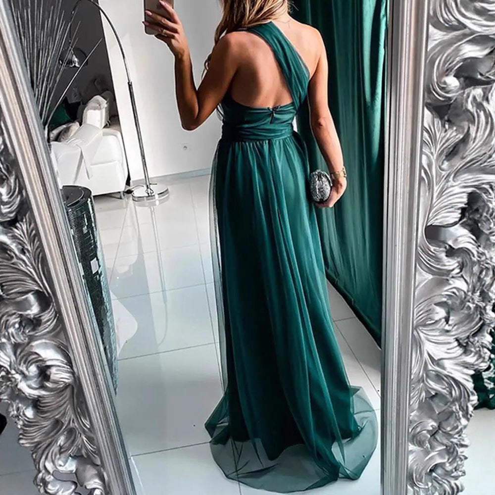 Damen Elegantes Abendkleid mit schulterfreiem Schnitt und hohem Beinschlitz