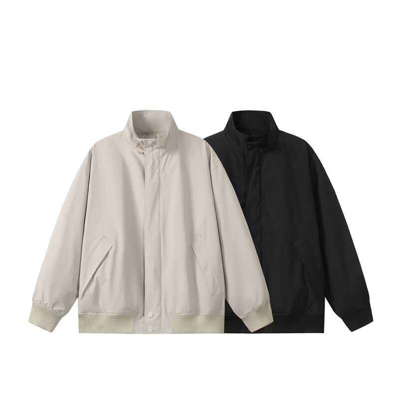 Unisex Kurz geschnittene Oversize-Bomberjacke mit Stehkragen, verdeckter Frontblende und Rippenbündchen Shop Nory