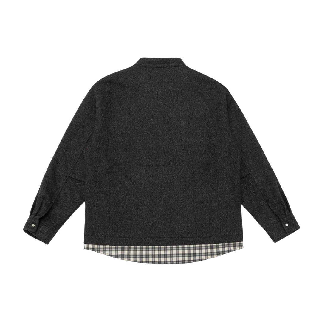 Unisex Kurz geschnittener Wollmix-Blouson mit Stehkragen und kariertem Innenbund Shop Nory