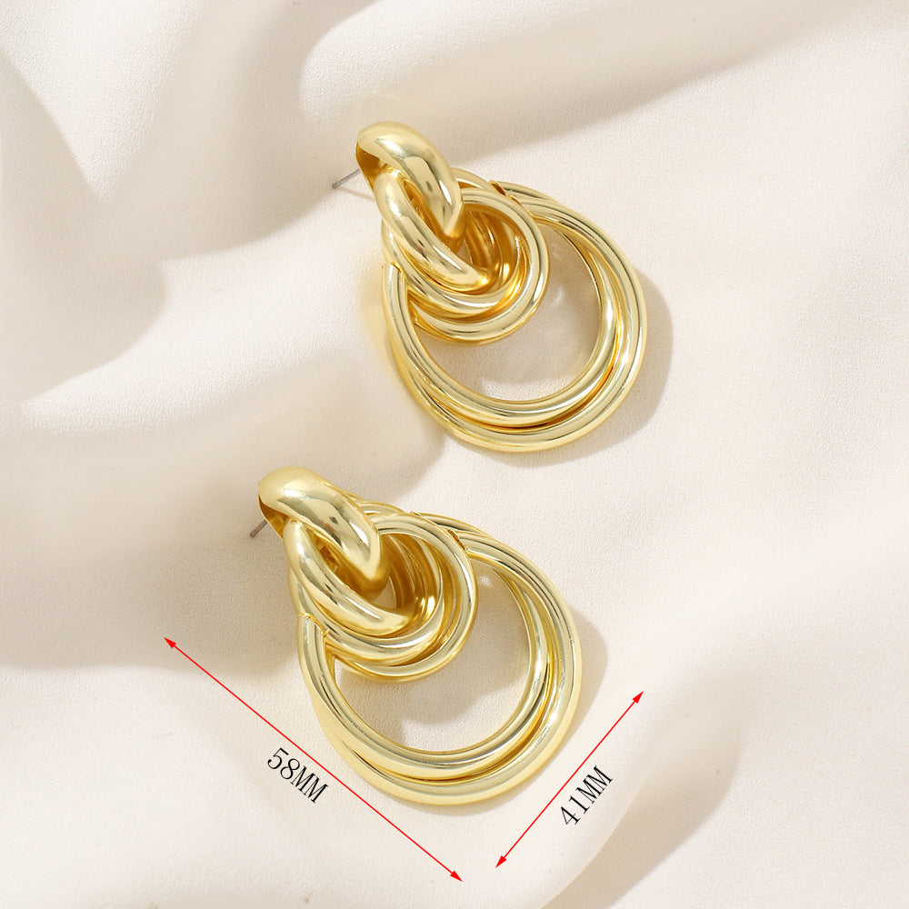 Damen Hängende Ohrringe mit doppeltem Ringdesign Shop Nory