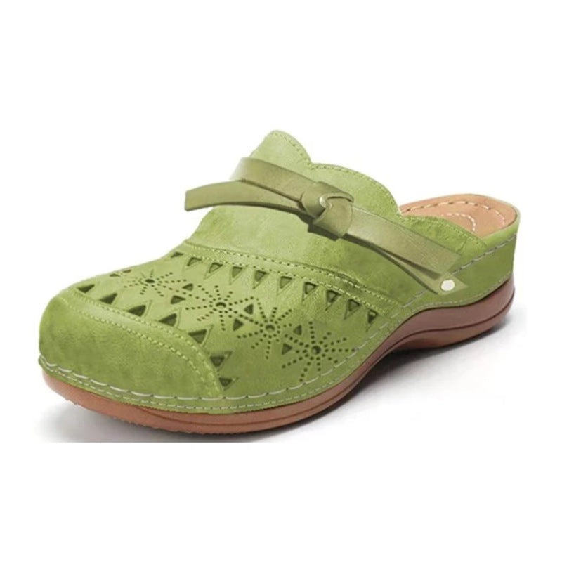 Damen Bequeme Perforierte Clog-Mules mit Knotenriemen und ergonomischem Komfortfußbett Shop Nory