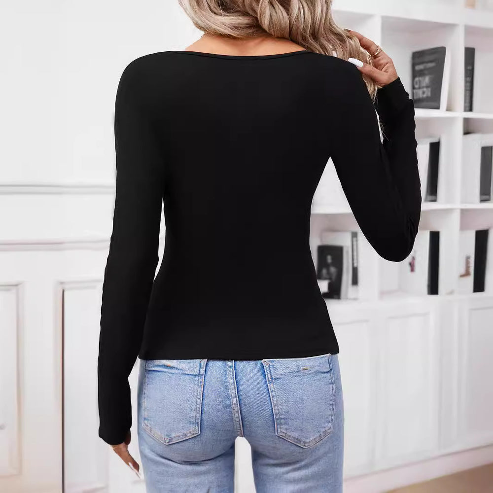 Damen Figurbetonter Wickelbody mit V-Ausschnitt und Strassbesatz Shop Nory