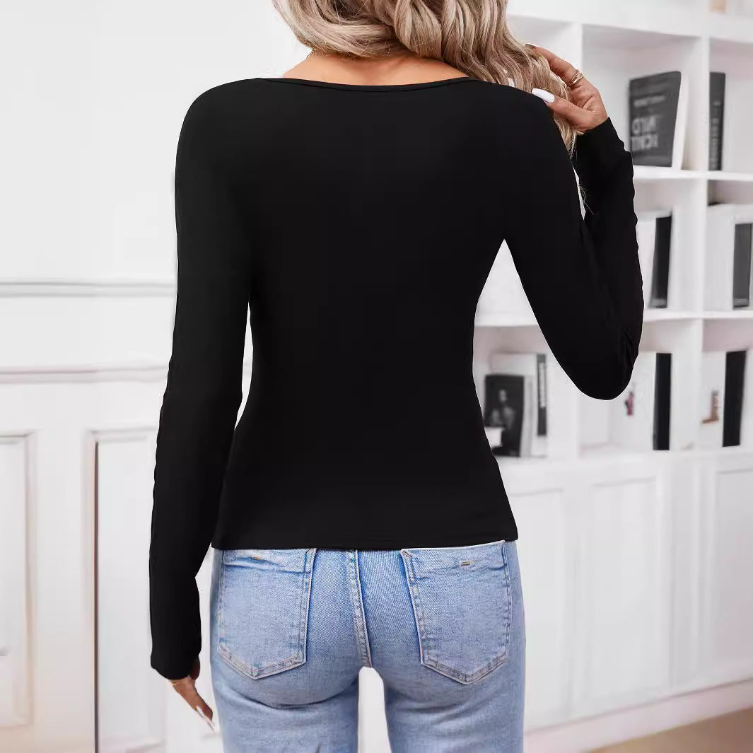 Damen Figurbetonter Wickelbody mit V-Ausschnitt und Strassbesatz Shop Nory