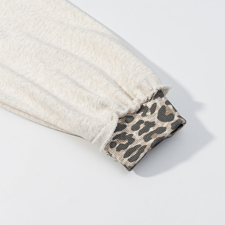 Damen Oversized Kapuzenpullover mit Leoprint-Futter und Destroy-Details Shop Nory