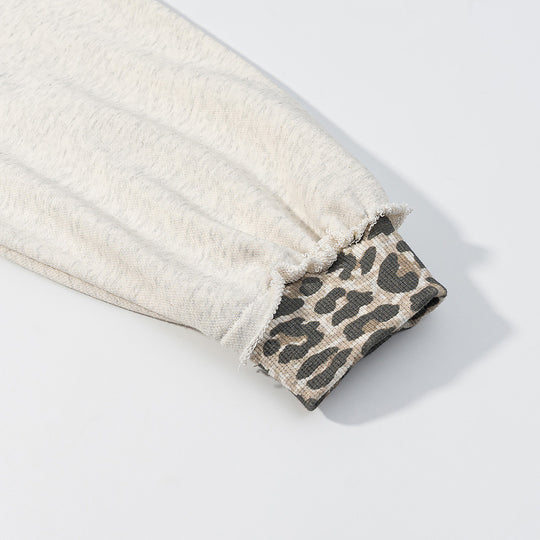 Damen Oversized Kapuzenpullover mit Leoprint-Futter und Destroy-Details Shop Nory