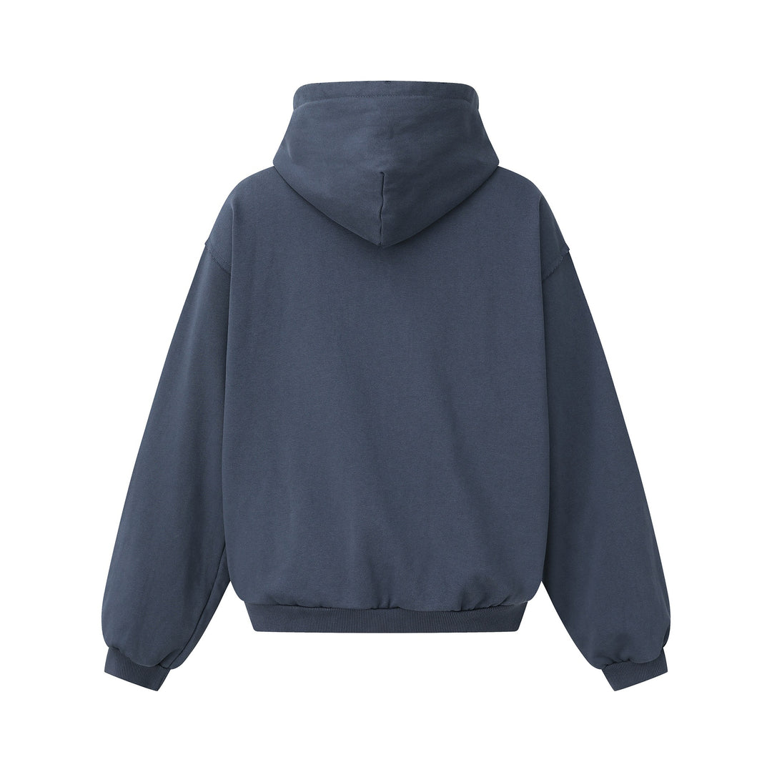 Unisex Oversized Zip-Hoodie im Boxy-Cut mit ausgefransten Saumkanten und Kängurutasche Shop Nory