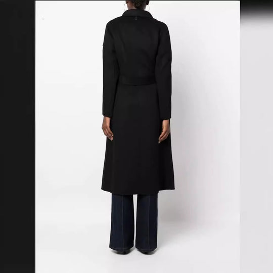 Damen Midilanger Wickelmantel mit übergroßem Schalkragen und verdeckten Reißverschlusstaschen Shop Nory
