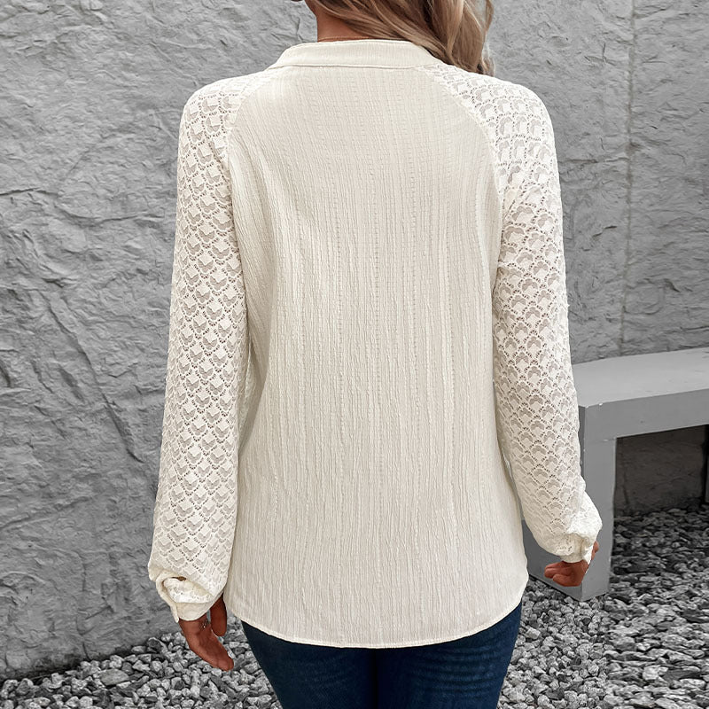 Damen Verspielte Bluse mit Spitzenärmeln Shop Nory
